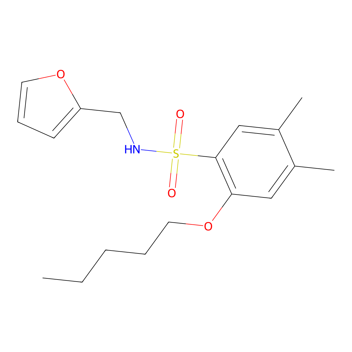 [(4,5-Dimethyl-2-pentyloxyphenyl)sulfonyl](2-furylmethyl)amine molecular structure, CAS 1206105-74-9