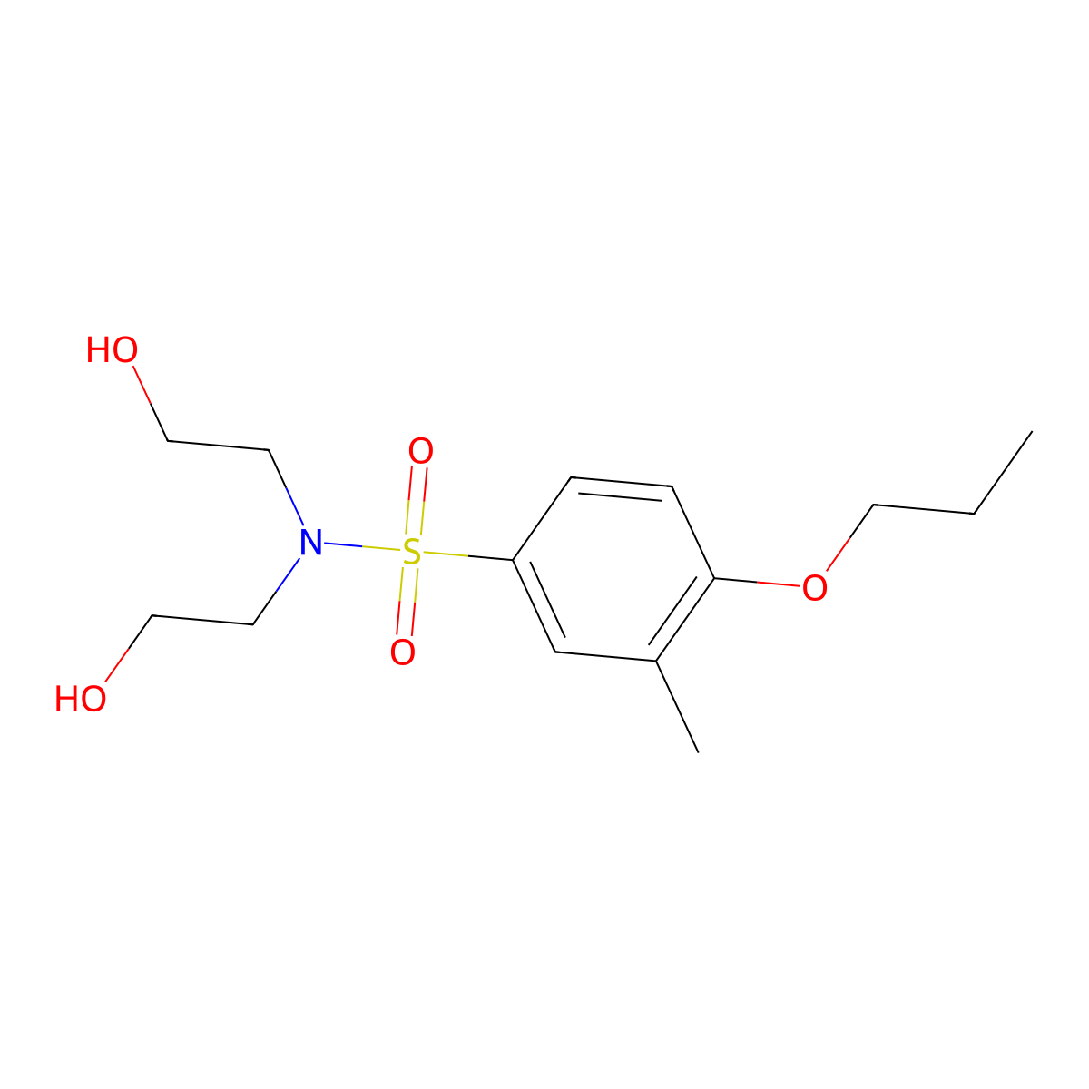 Bis(2-hydroxyethyl)[(3-methyl-4-propoxyphenyl)sulfonyl]amine molecular structure, CAS 1206105-75-0