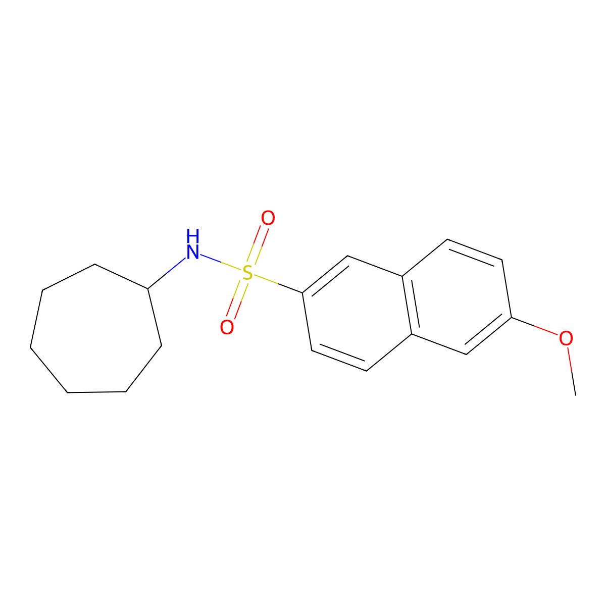 N-cycloheptyl-6-methoxy-2-naphthalenesulfonamide molecular structure, CAS 1206105-86-3