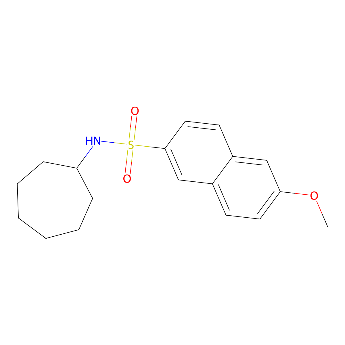 N-cycloheptyl-6-methoxy-2-naphthalenesulfonamide molecular structure, CAS 1206105-86-3