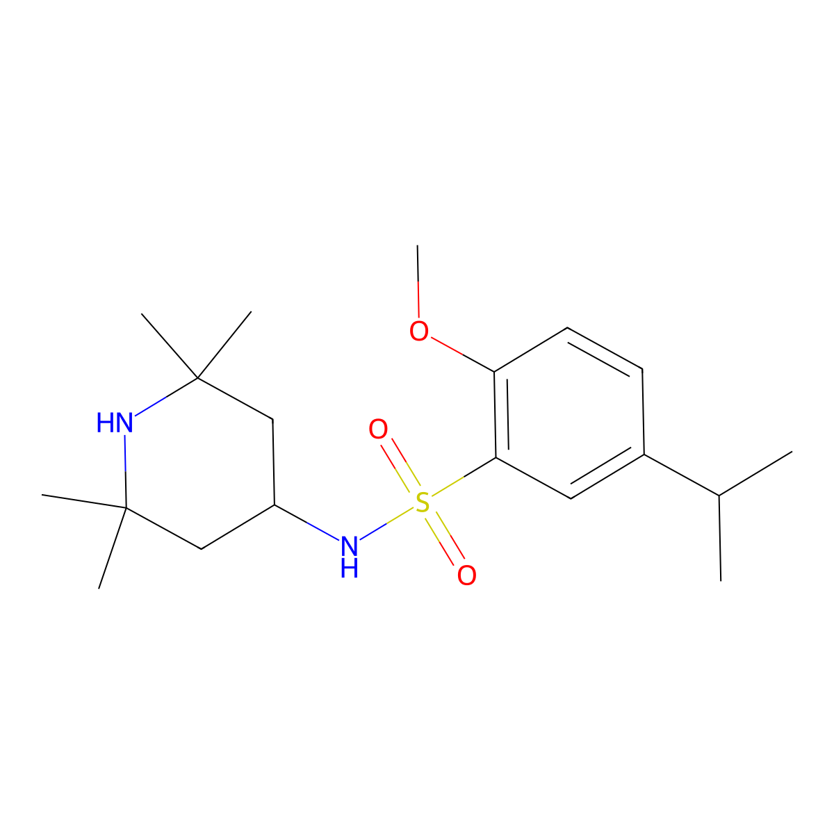2-methoxy-5-(propan-2-yl)-N-(2,2,6,6-tetramethylpiperidin-4-yl)benzene-1-sulfonamide molecular structure, CAS 1206105-99-8