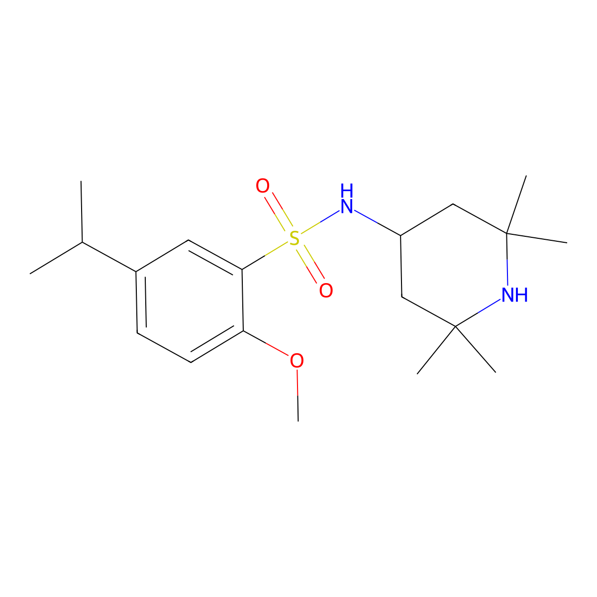 2-methoxy-5-(propan-2-yl)-N-(2,2,6,6-tetramethylpiperidin-4-yl)benzene-1-sulfonamide molecular structure, CAS 1206105-99-8