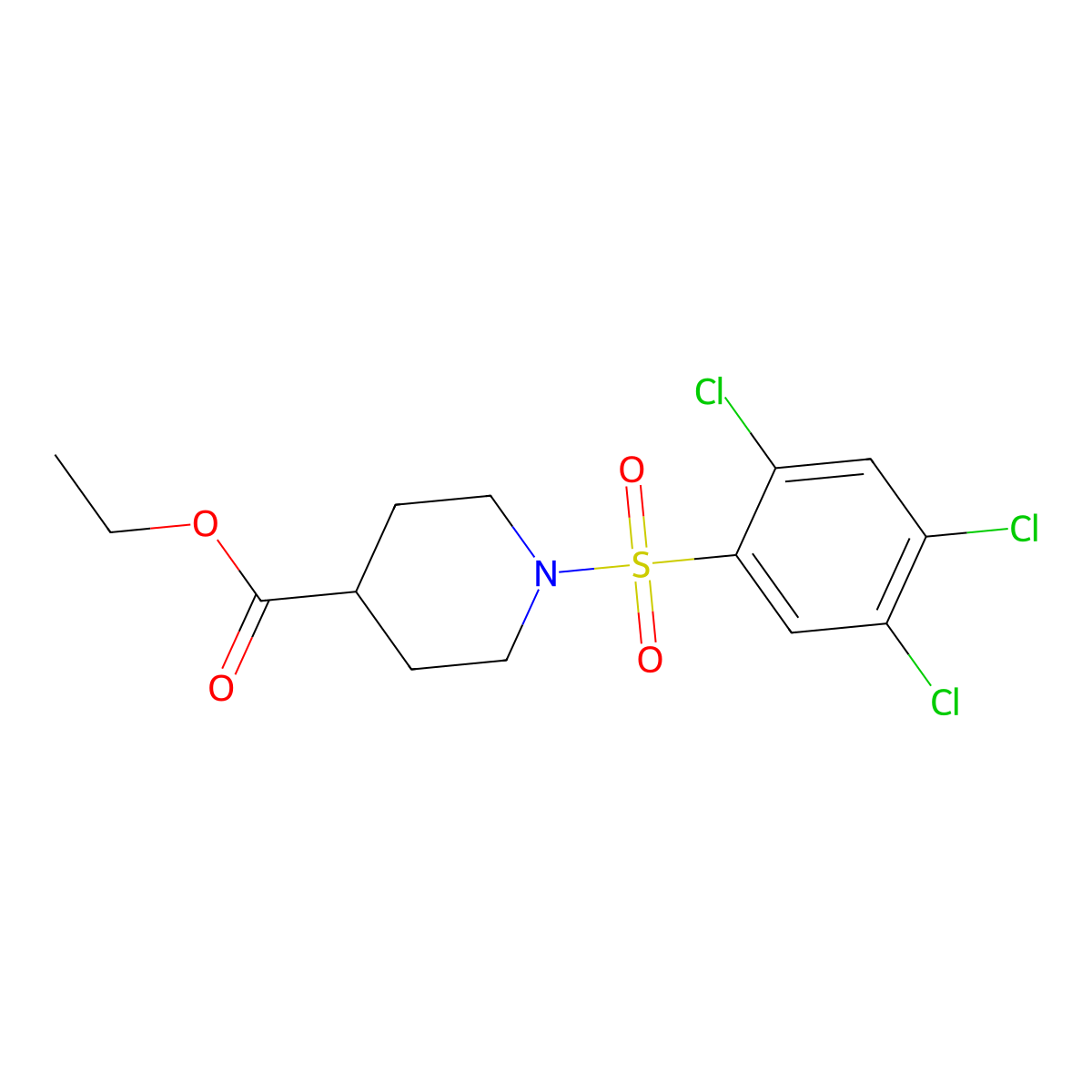 Ethyl 1-(2,4,5-trichlorobenzenesulfonyl)piperidine-4-carboxylate molecular structure, CAS 1206106-42-4