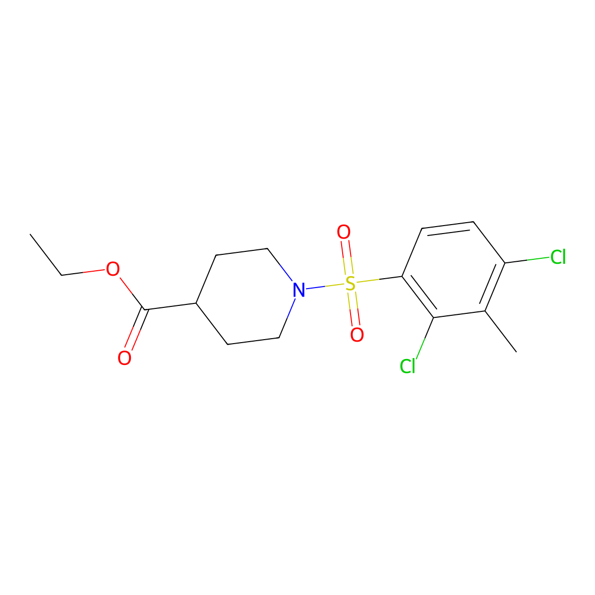 Ethyl 1-(2,4-dichloro-3-methylbenzenesulfonyl)piperidine-4-carboxylate molecular structure, CAS 1206106-45-7