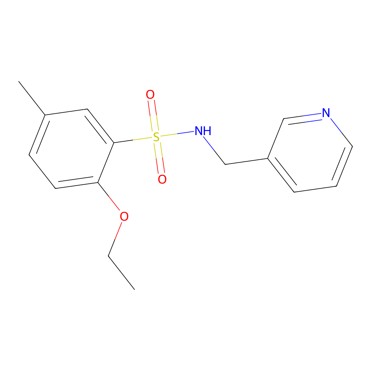 2-ethoxy-5-methyl-N-(3-pyridinylmethyl)benzenesulfonamide molecular structure, CAS 1206106-86-6