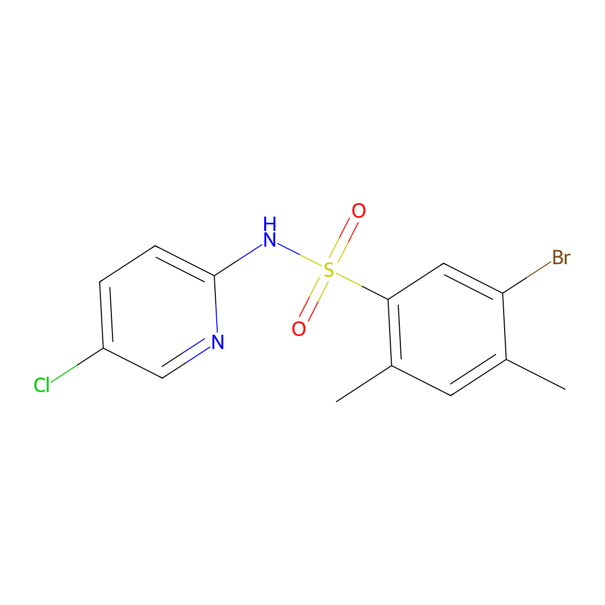 5-bromo-N-(5-chloropyridin-2-yl)-2,4-dimethylbenzene-1-sulfonamide molecular structure, CAS 1206106-90-2