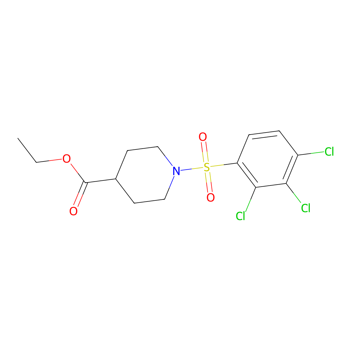 Ethyl 1-(2,3,4-trichlorobenzenesulfonyl)piperidine-4-carboxylate molecular structure, CAS 1206106-96-8