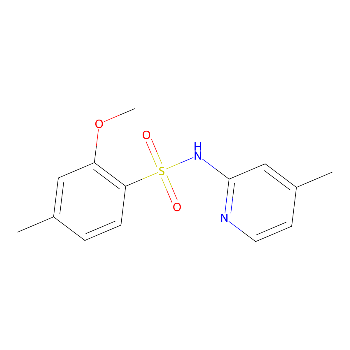 2-methoxy-4-methyl-N-(4-methyl-2-pyridinyl)benzenesulfonamide molecular structure, CAS 1206107-08-5