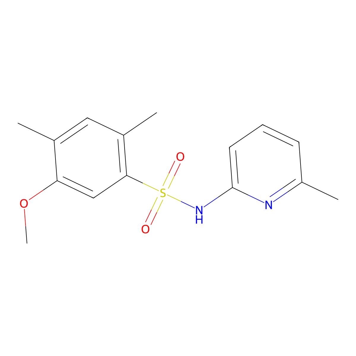 5-methoxy-2,4-dimethyl-N-(6-methyl-2-pyridinyl)benzenesulfonamide molecular structure, CAS 1206107-21-2