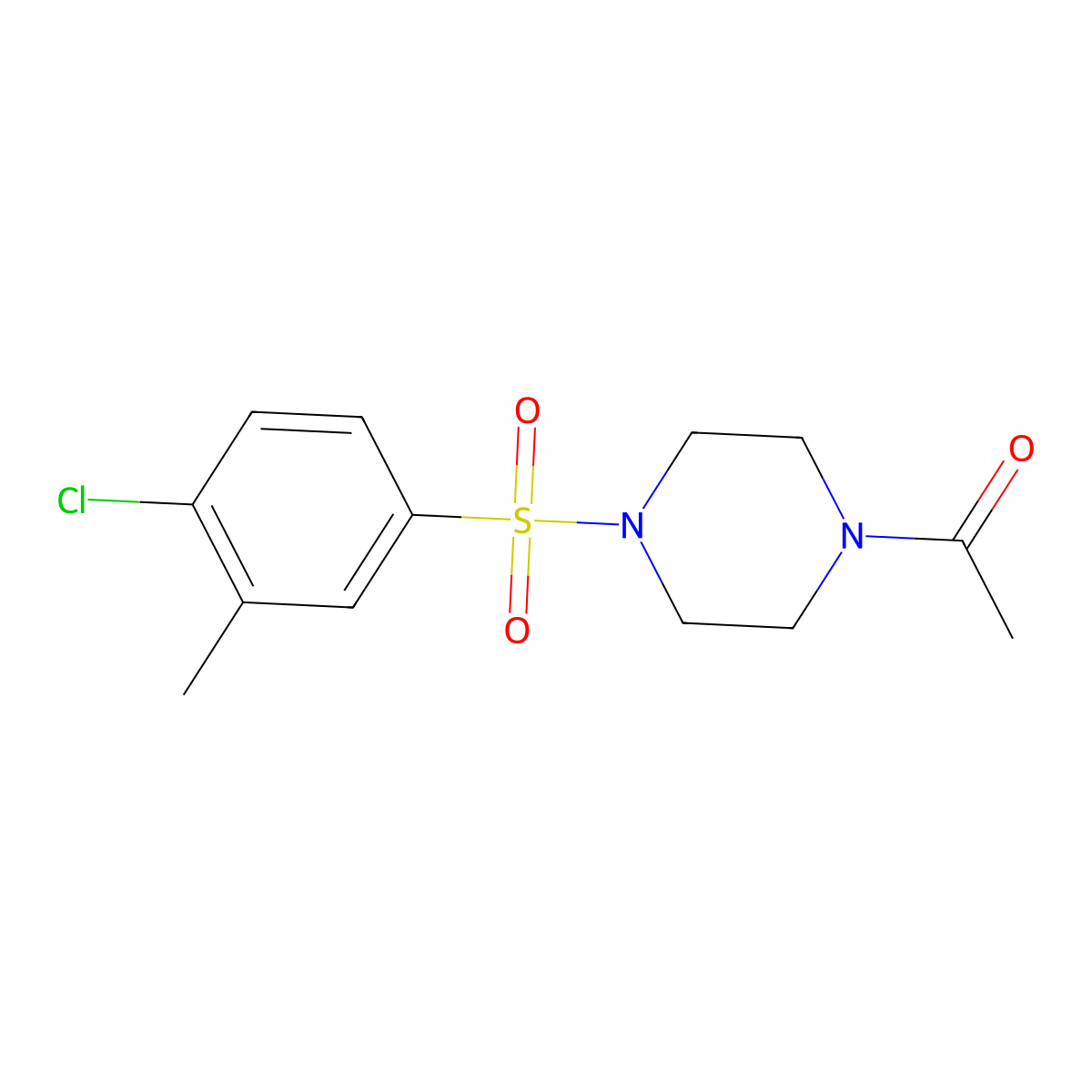 1-Acetyl-4-[(4-chloro-3-methylphenyl)sulfonyl]piperazine molecular structure, CAS 1206107-39-2