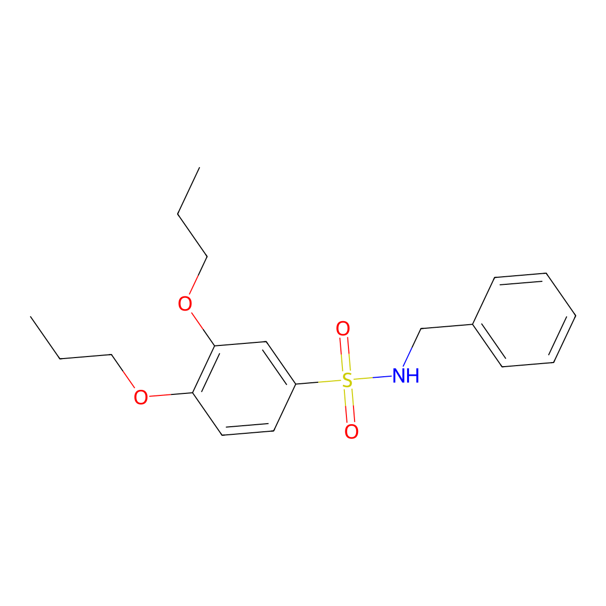 N-benzyl-3,4-dipropoxybenzenesulfonamide molecular structure, CAS 1206107-66-5