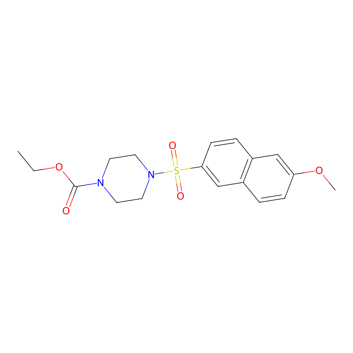 Ethyl 4-[(6-methoxy-2-naphthyl)sulfonyl]piperazinecarboxylate molecular structure, CAS 1206108-28-2