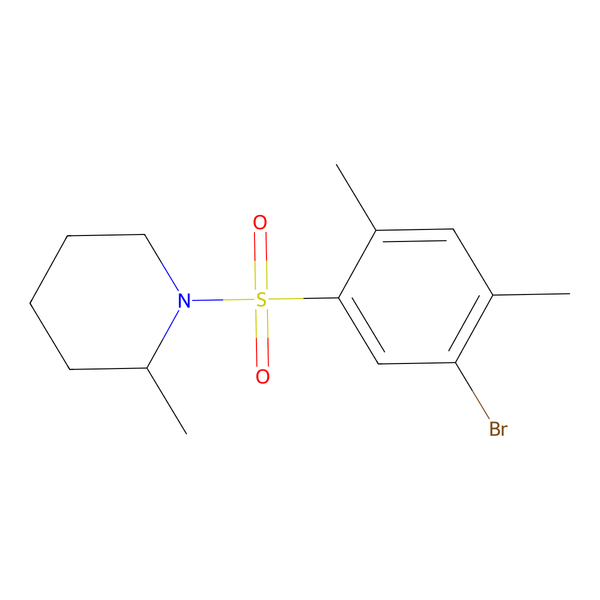 1-(5-Bromo-2,4-dimethylbenzenesulfonyl)-2-methylpiperidine molecular structure, CAS 1206108-32-8