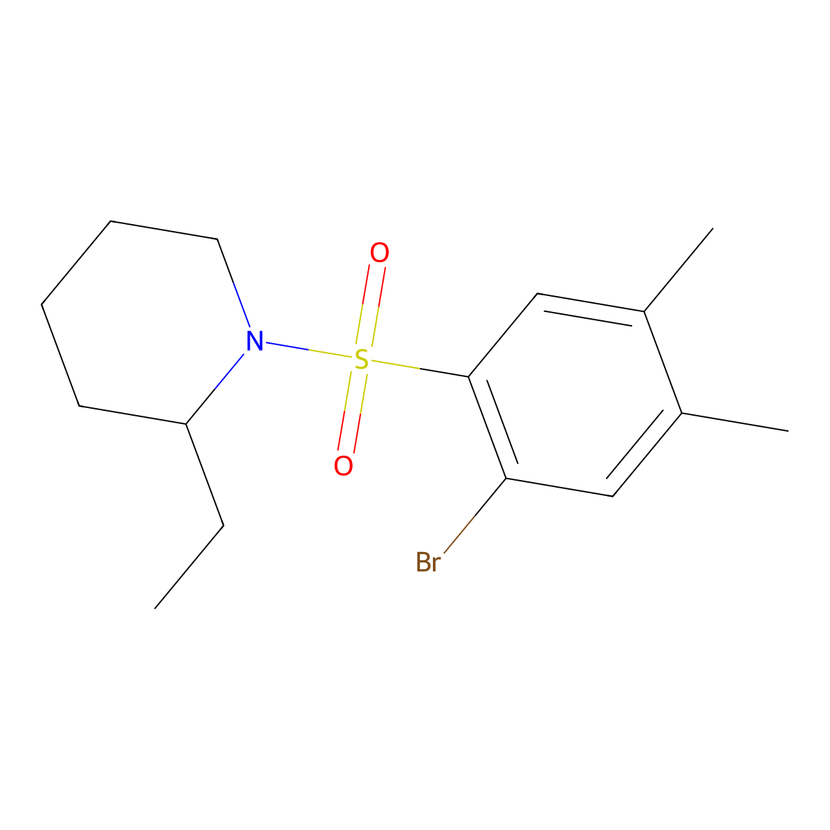 1-(2-Bromo-4,5-dimethylbenzenesulfonyl)-2-ethylpiperidine molecular structure, CAS 1206108-49-7