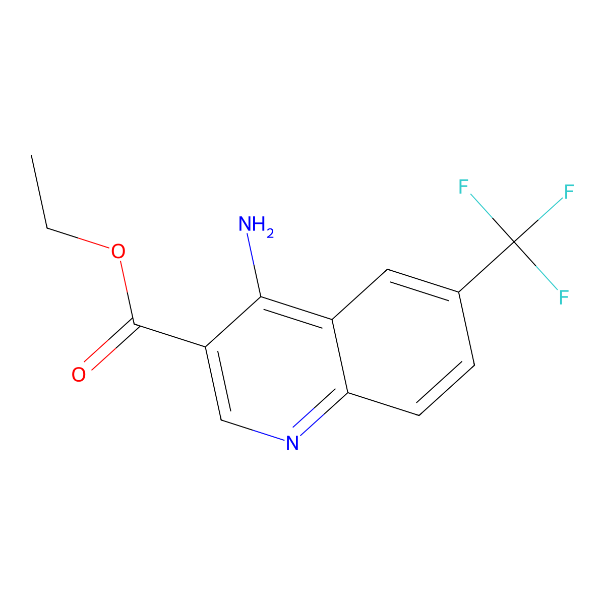 Ethyl 4-amino-6-(trifluoromethyl)quinoline-3-carboxylate molecular structure, CAS 1206108-53-3