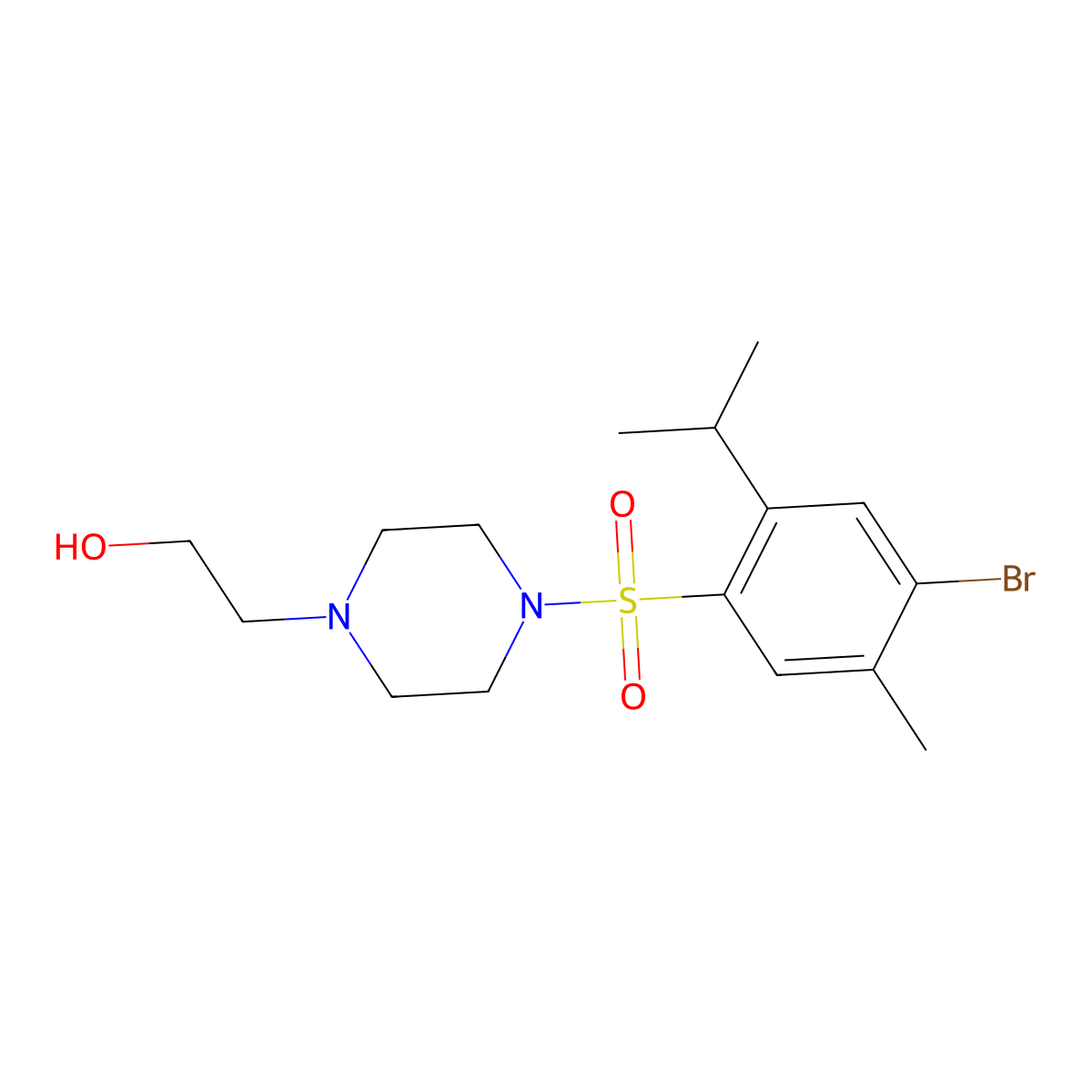 2-{4-[4-Bromo-5-methyl-2-(propan-2-yl)benzenesulfonyl]piperazin-1-yl}ethan-1-ol molecular structure, CAS 1206109-08-1