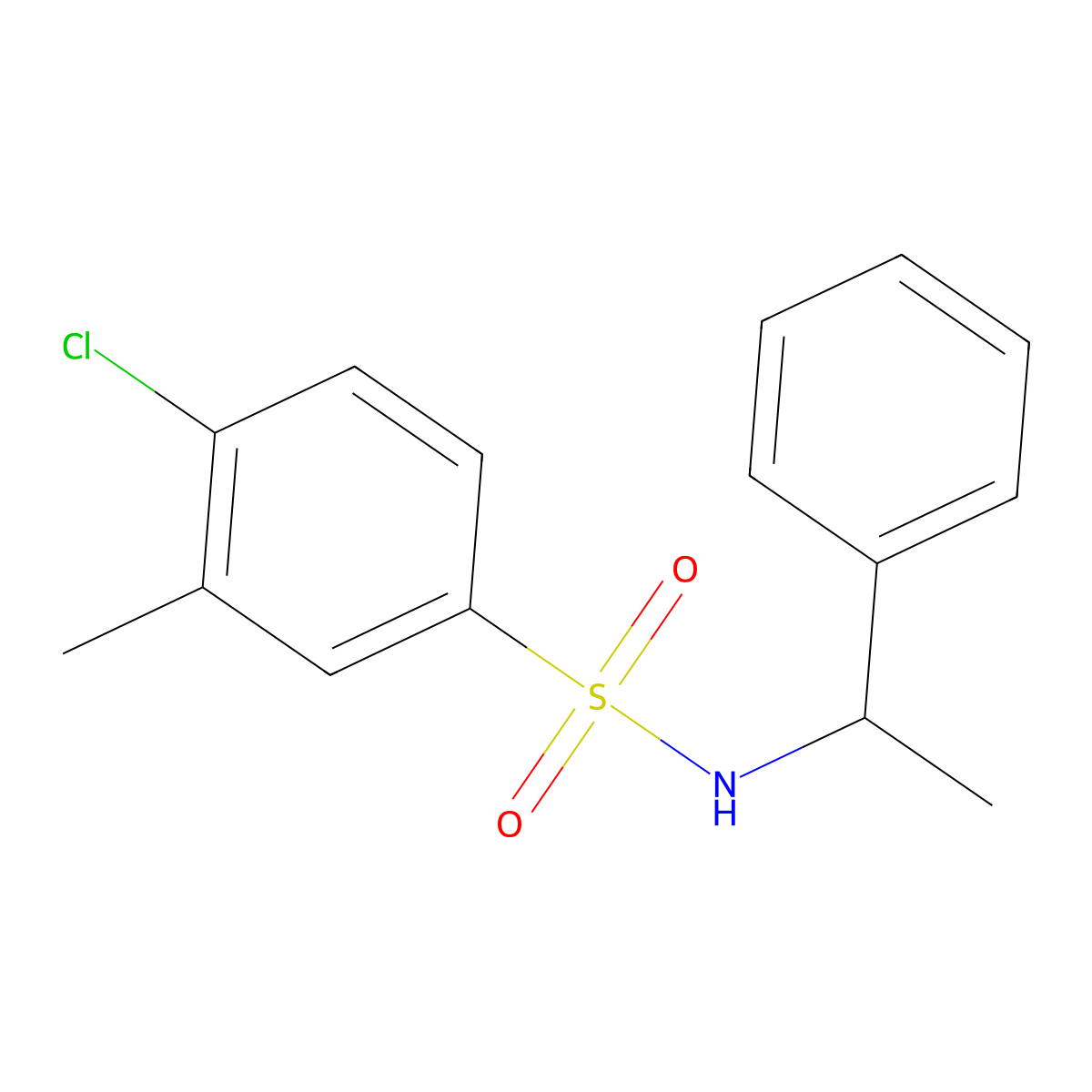4-chloro-3-methyl-N-(1-phenylethyl)benzenesulfonamide molecular structure, CAS 1206113-61-2