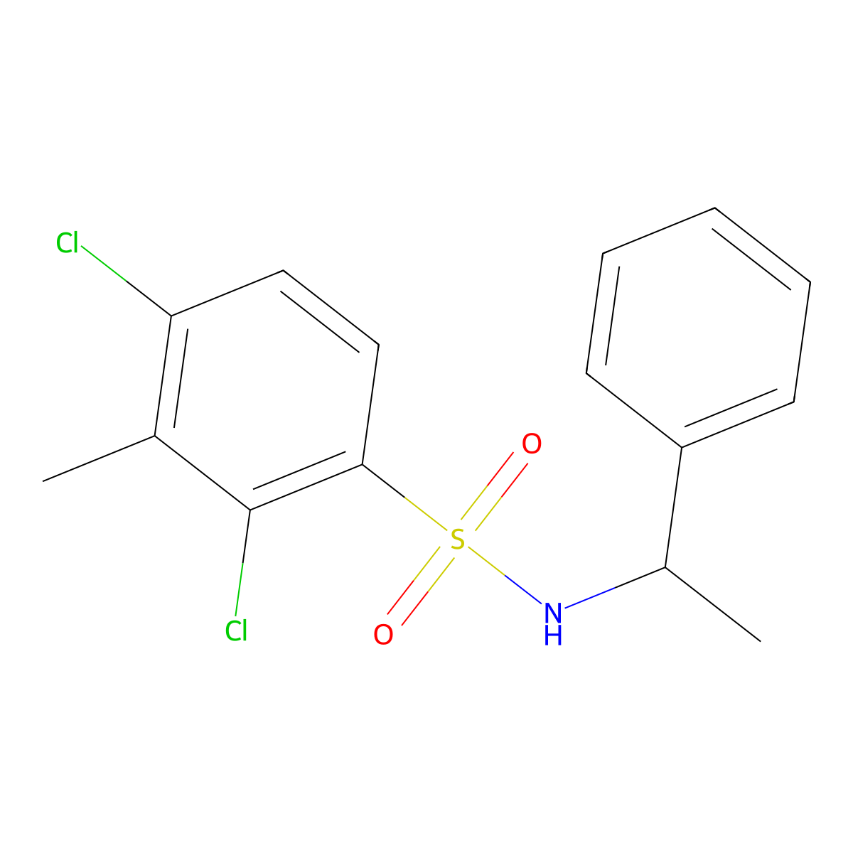 2,4-dichloro-3-methyl-N-(1-phenylethyl)benzene-1-sulfonamide molecular structure, CAS 1206113-68-9