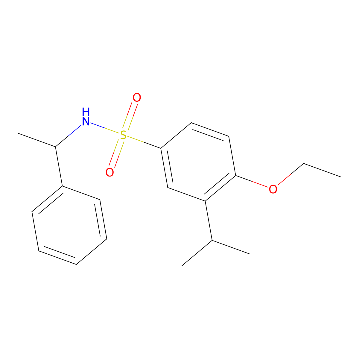 4-ethoxy-N-(1-phenylethyl)-3-(propan-2-yl)benzene-1-sulfonamide molecular structure, CAS 1206113-73-6