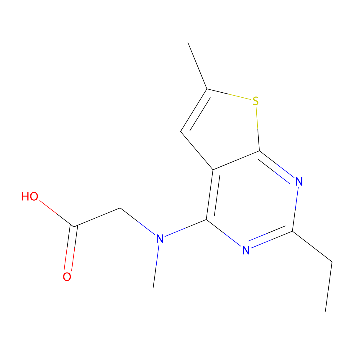 N-(2-ethyl-6-methylthieno[2,3-d]pyrimidin-4-yl)-N-methylglycine molecular structure, CAS 1206114-59-1