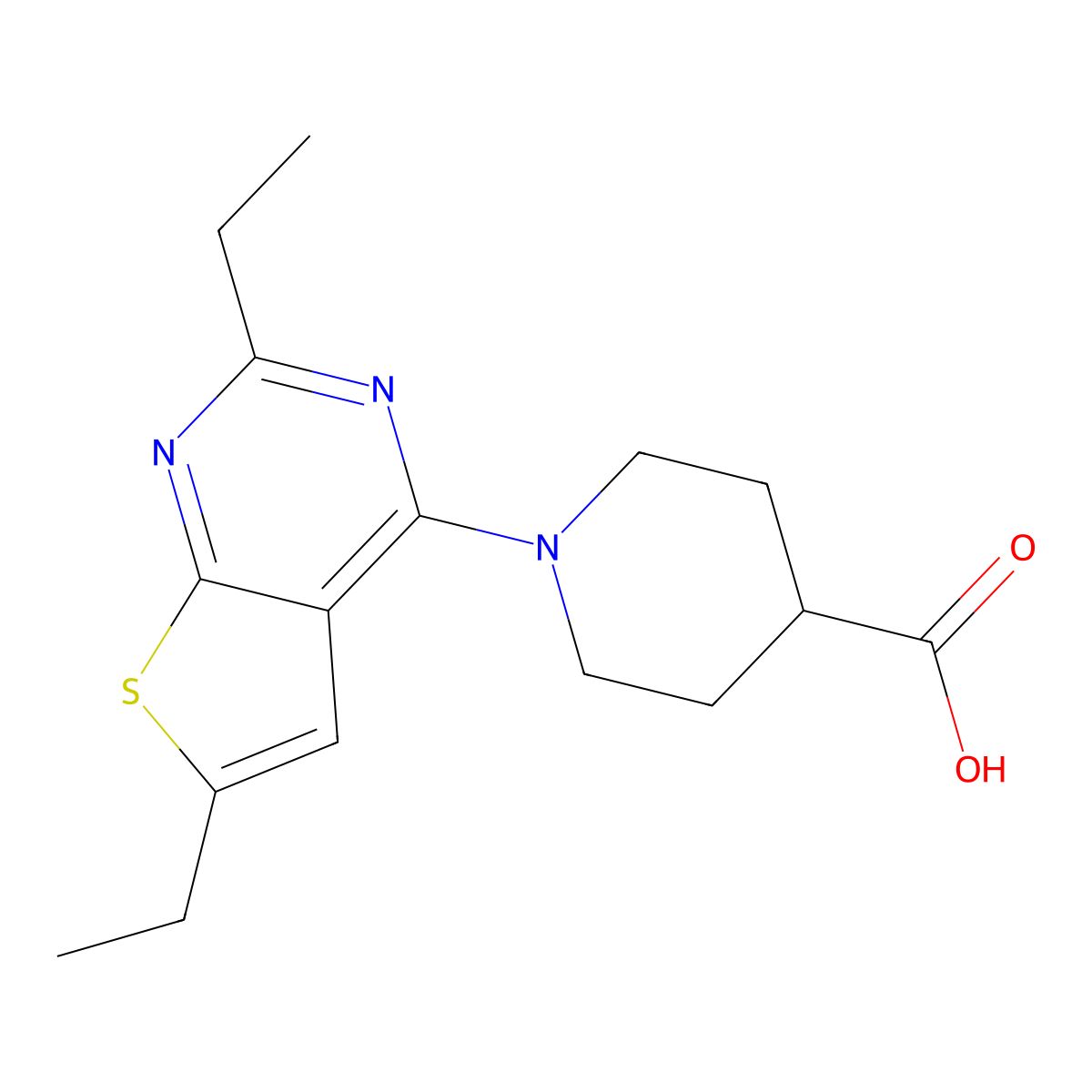 1-(2,6-Diethylthieno[2,3-d]pyrimidin-4-yl)piperidine-4-carboxylic acid molecular structure, CAS 1206115-26-5