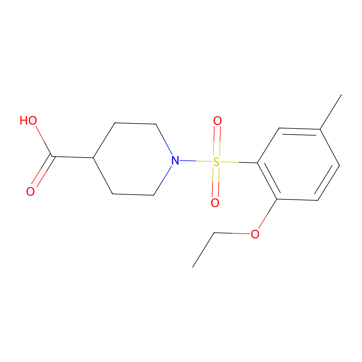 1-(2-Ethoxy-5-methylbenzenesulfonyl)piperidine-4-carboxylic acid molecular structure, CAS 1206115-55-0