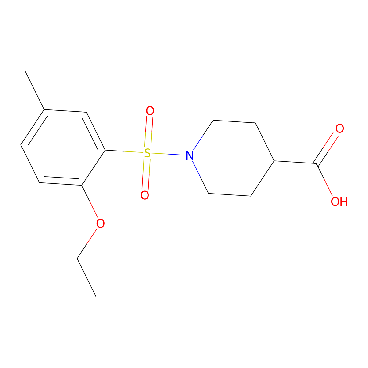 1-(2-Ethoxy-5-methylbenzenesulfonyl)piperidine-4-carboxylic acid molecular structure, CAS 1206115-55-0