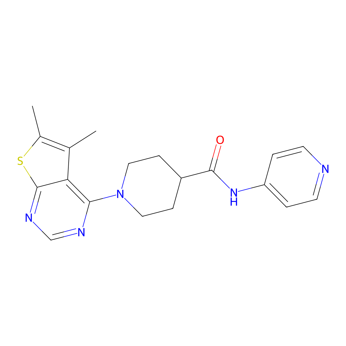 1-(5,6-dimethylthieno[2,3-d]pyrimidin-4-yl)-N-(pyridin-4-yl)piperidine-4-carboxamide molecular structure, CAS 1206116-81-5