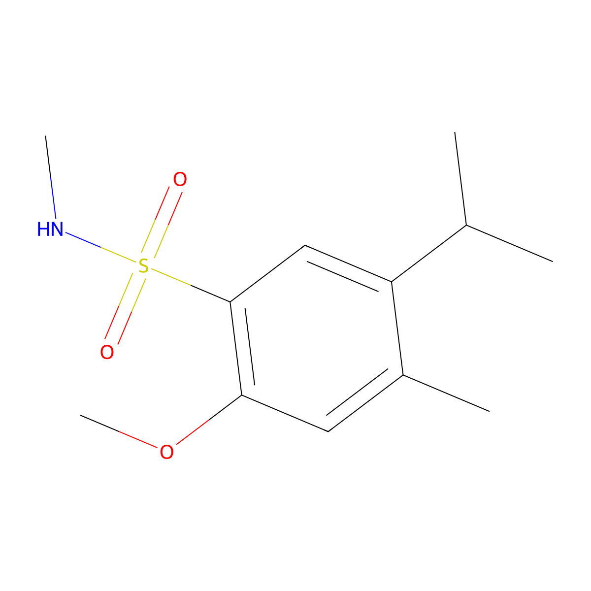 {[2-Methoxy-4-methyl-5-(methylethyl)phenyl]sulfonyl}methylamine molecular structure, CAS 1206117-11-4