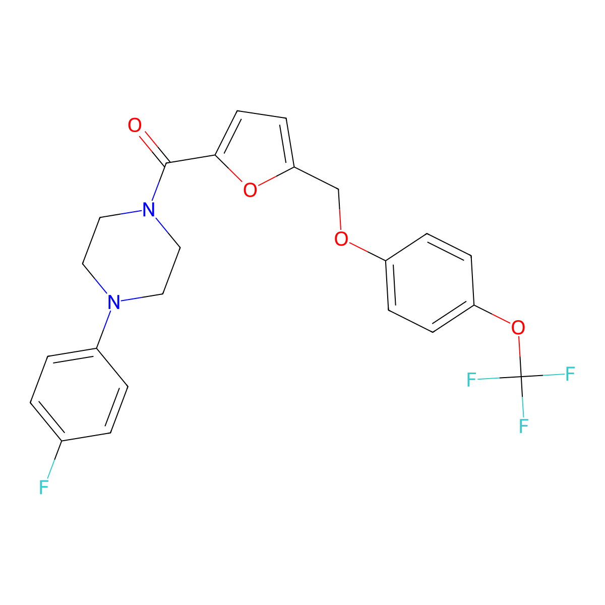 1-(4-Fluorophenyl)-4-(5-{[4-(trifluoromethoxy)phenoxy]methyl}-2-furoyl)piperazine molecular structure, CAS 1206118-84-4