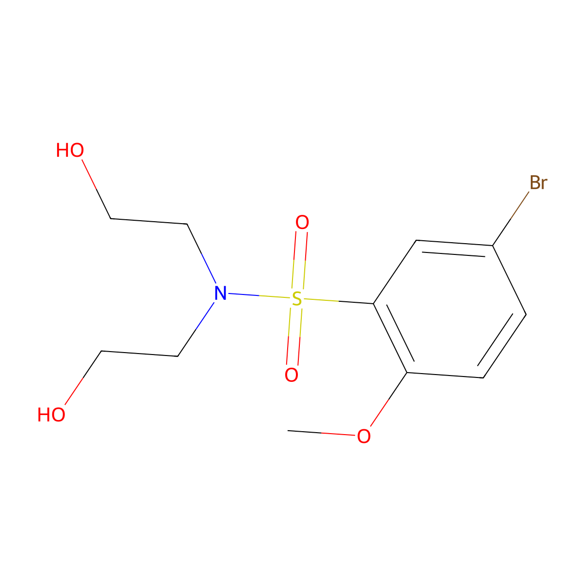 Bis(2-hydroxyethyl)[(5-bromo-2-methoxyphenyl)sulfonyl]amine molecular structure, CAS 1206119-35-8