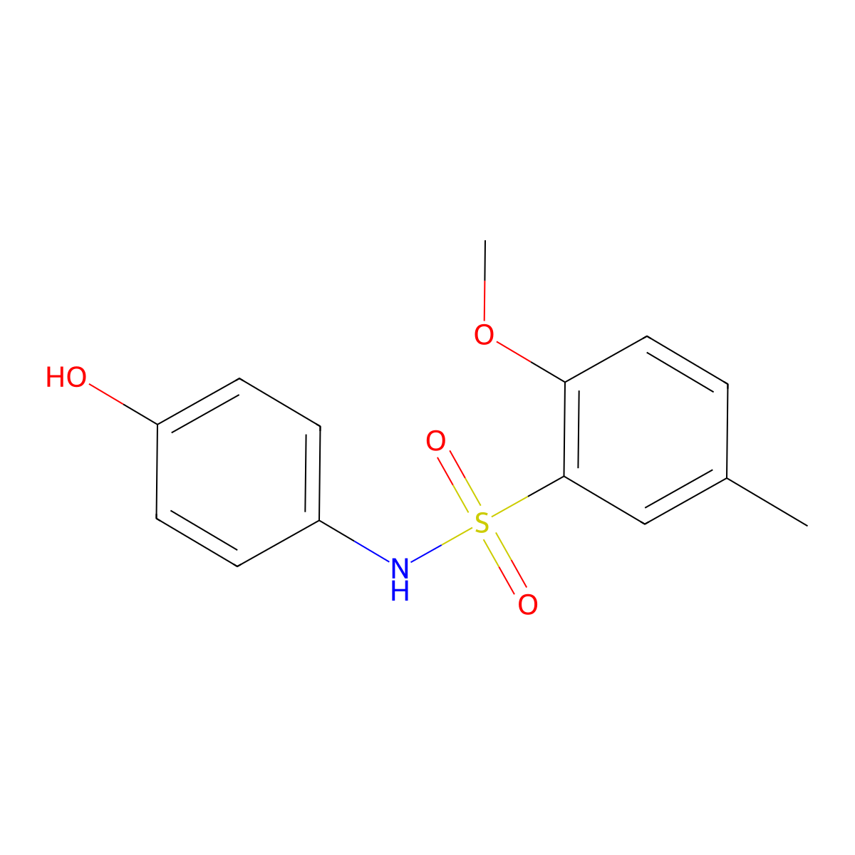N-(4-hydroxyphenyl)-2-methoxy-5-methylbenzene-1-sulfonamide molecular structure, CAS 1206119-40-5