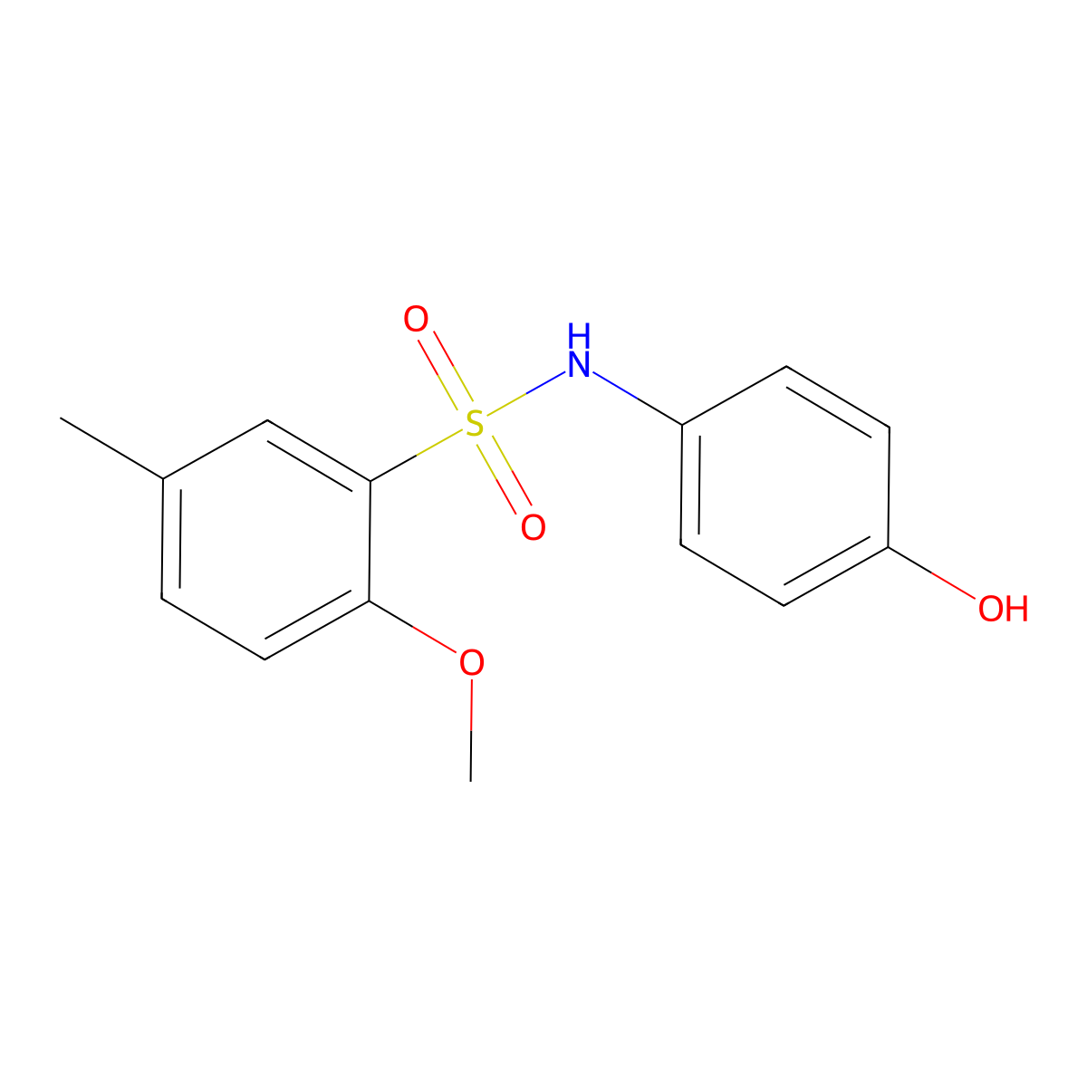 N-(4-hydroxyphenyl)-2-methoxy-5-methylbenzene-1-sulfonamide molecular structure, CAS 1206119-40-5