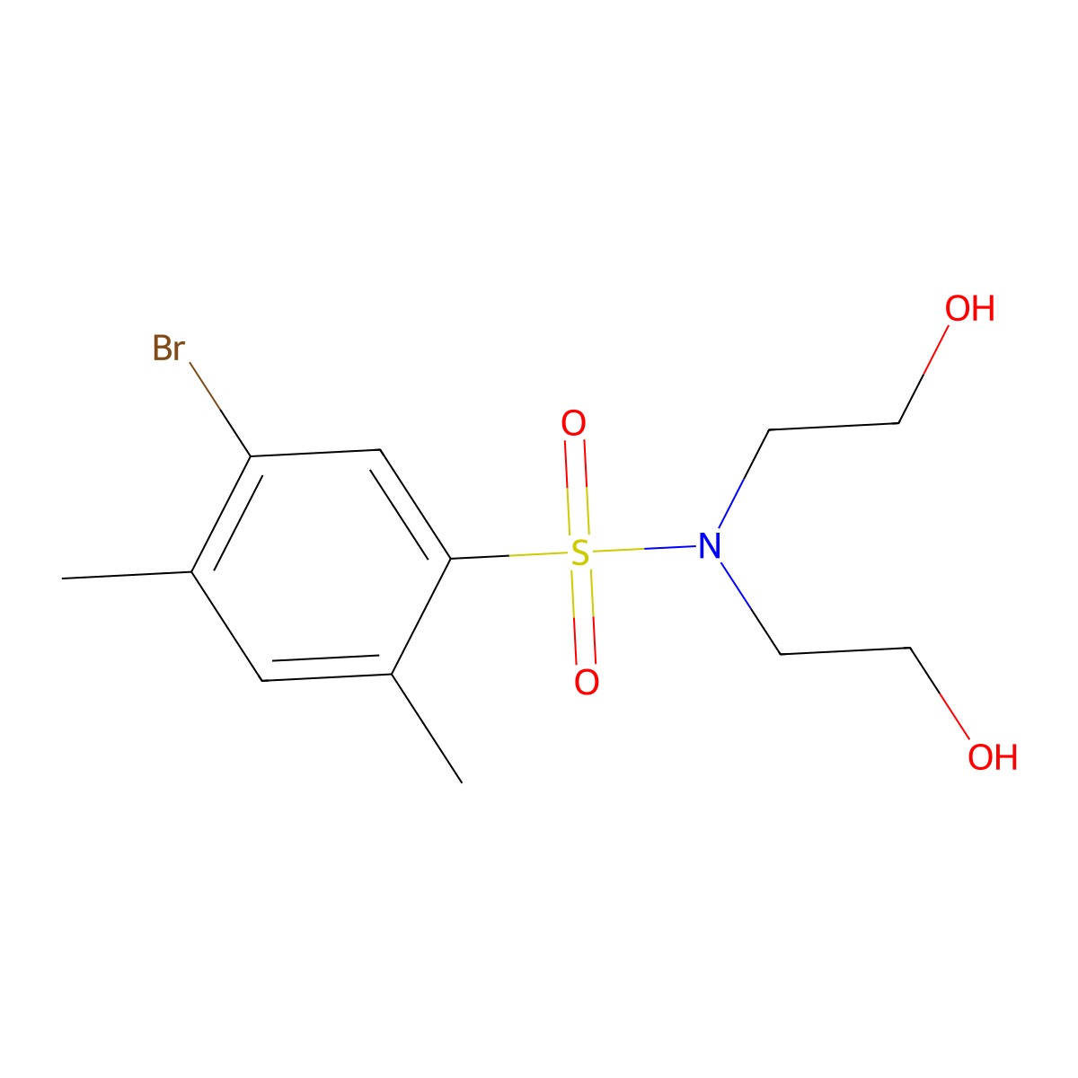 Bis(2-hydroxyethyl)[(5-bromo-2,4-dimethylphenyl)sulfonyl]amine molecular structure, CAS 1206120-90-2