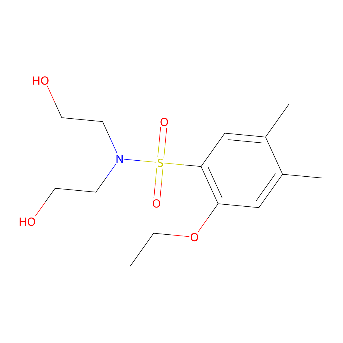 Bis(2-hydroxyethyl)[(2-ethoxy-4,5-dimethylphenyl)sulfonyl]amine molecular structure, CAS 1206120-94-6
