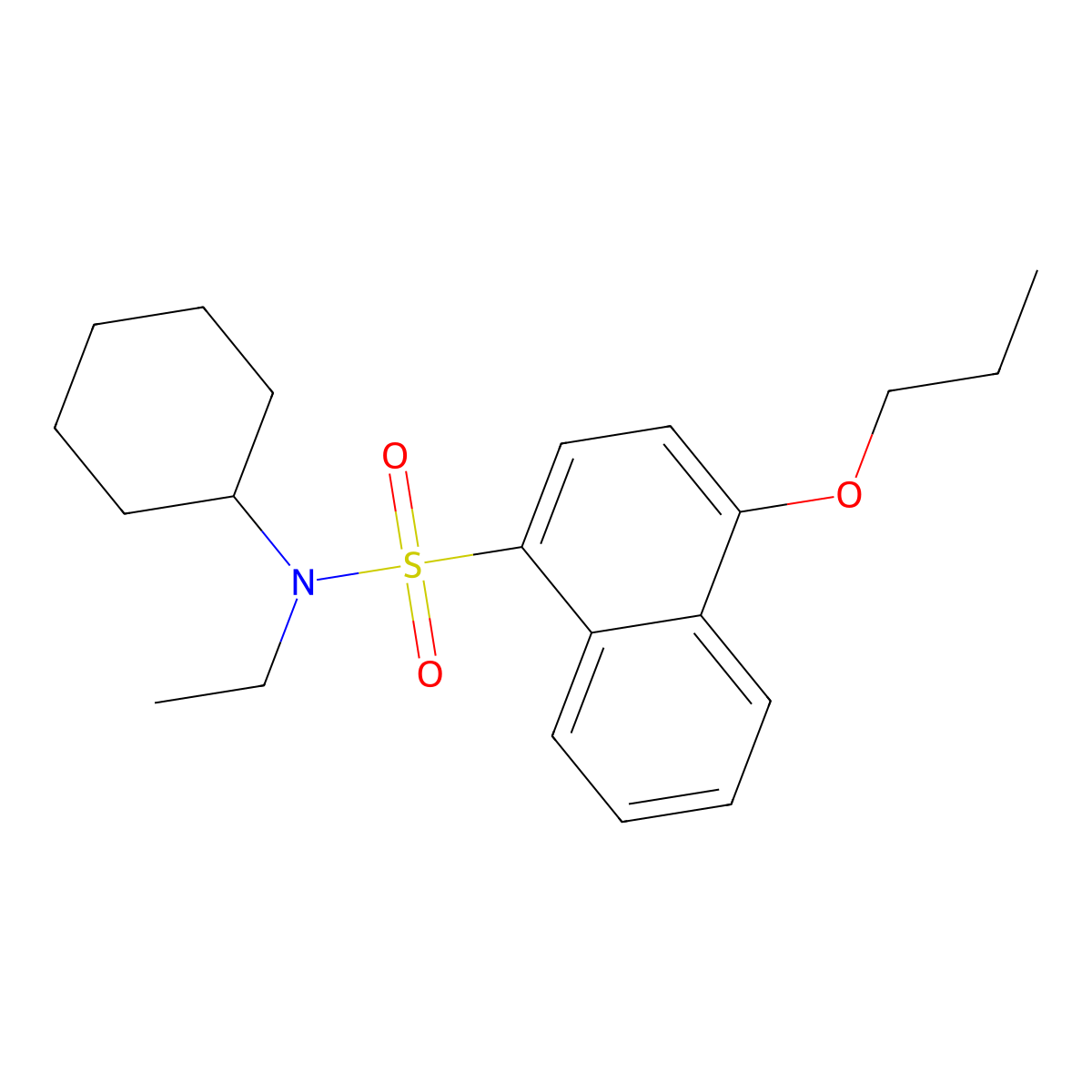 N-cyclohexyl-N-ethyl-4-propoxynaphthalene-1-sulfonamide molecular structure, CAS 1206122-06-6