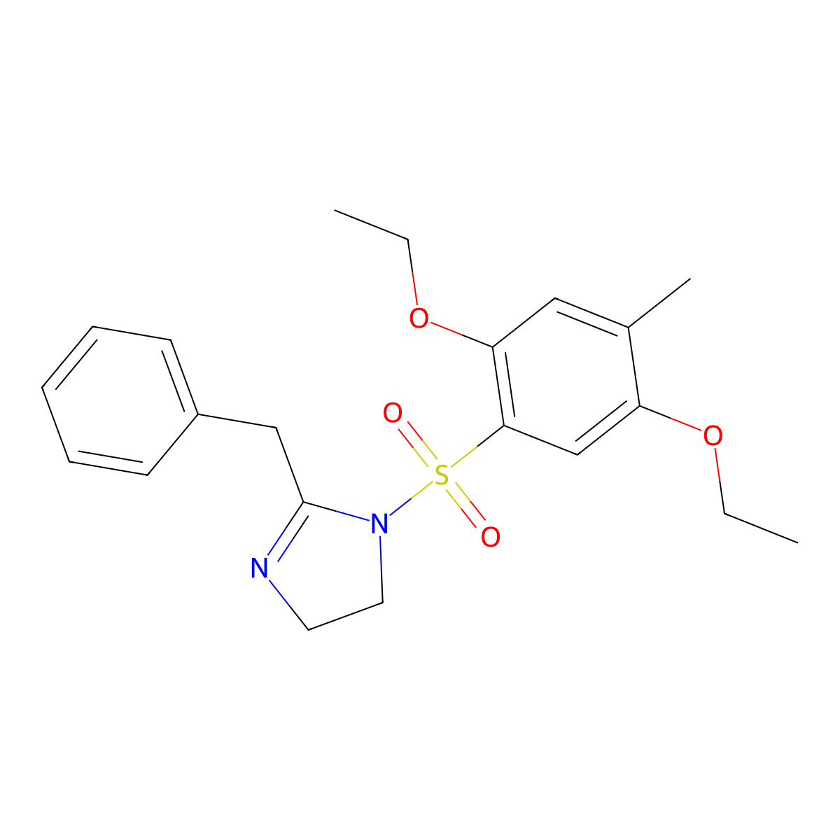 2-benzyl-1-(2,5-diethoxy-4-methylbenzenesulfonyl)-4,5-dihydro-1H-imidazole molecular structure, CAS 1206122-13-5