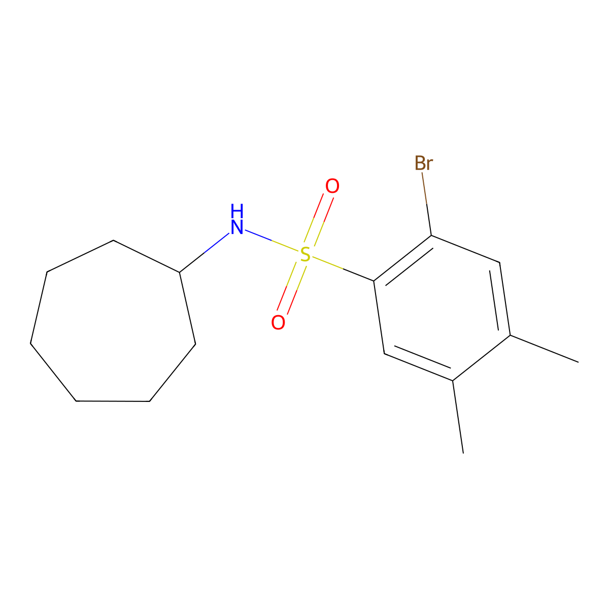 [(2-Bromo-4,5-dimethylphenyl)sulfonyl]cycloheptylamine molecular structure, CAS 1206122-36-2