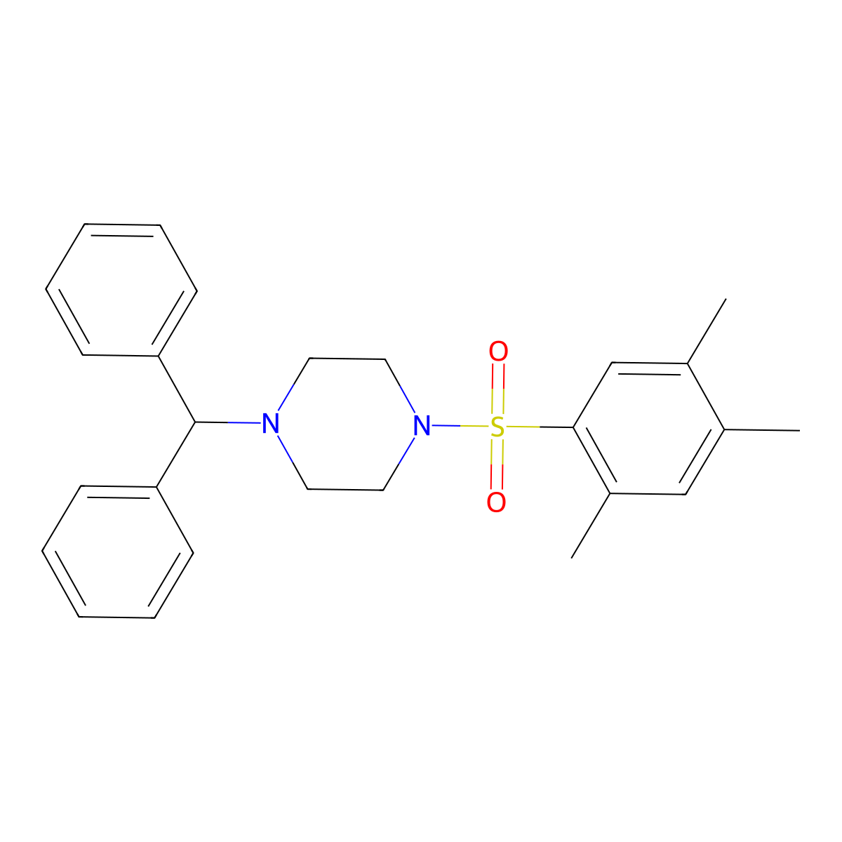 1-Benzhydryl-4-(2,4,5-trimethylphenyl)sulfonylpiperazine molecular structure, CAS 1206122-43-1