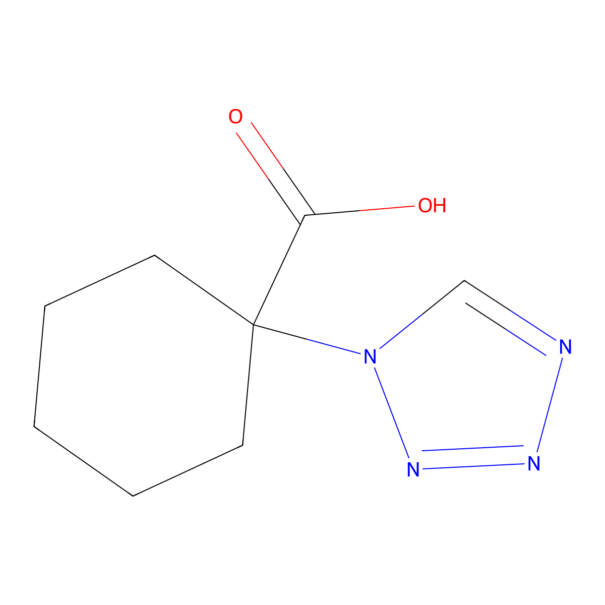1-(1H-1,2,3,4-tetrazol-1-yl)cyclohexane-1-carboxylic acid molecular structure, CAS 1206122-86-2