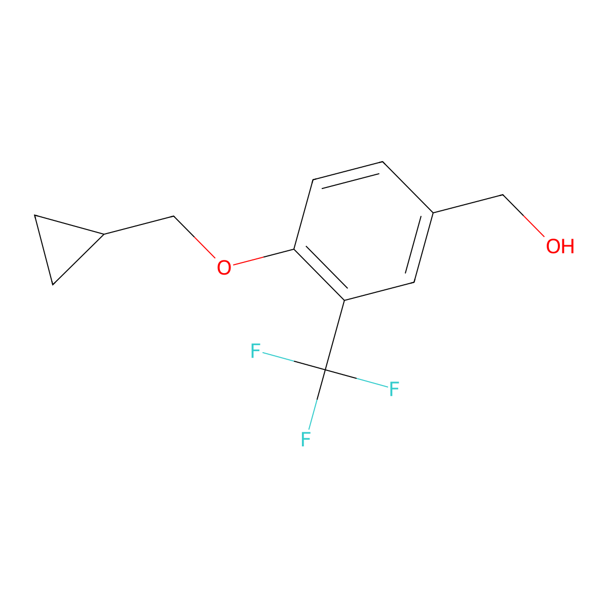 (4-(Cyclopropylmethoxy)-3-(trifluoromethyl)phenyl)methanol molecular structure, CAS 1206124-85-7