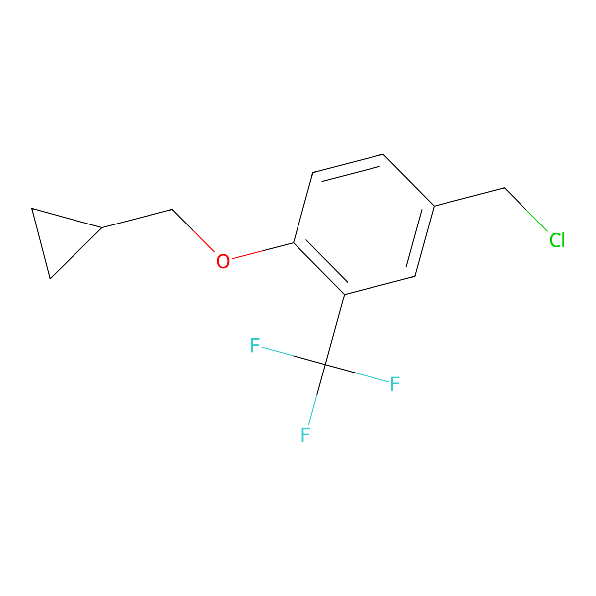 4-(Chloromethyl)-1-(cyclopropylmethoxy)-2-(trifluoromethyl)benzene molecular structure, CAS 1206124-87-9