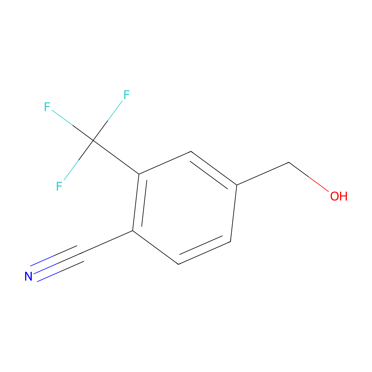 4-(Hydroxymethyl)-2-(trifluoromethyl)benzonitrile molecular structure, CAS 1206125-01-0