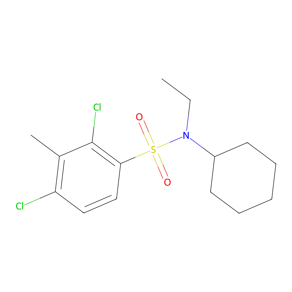 Benzenesulfonamide, 2,4-dichloro-N-cyclohexyl-N-ethyl-3-methyl- molecular structure, CAS 1206125-15-6