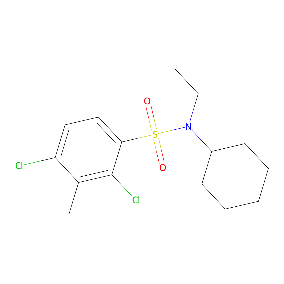 Benzenesulfonamide, 2,4-dichloro-N-cyclohexyl-N-ethyl-3-methyl- molecular structure, CAS 1206125-15-6