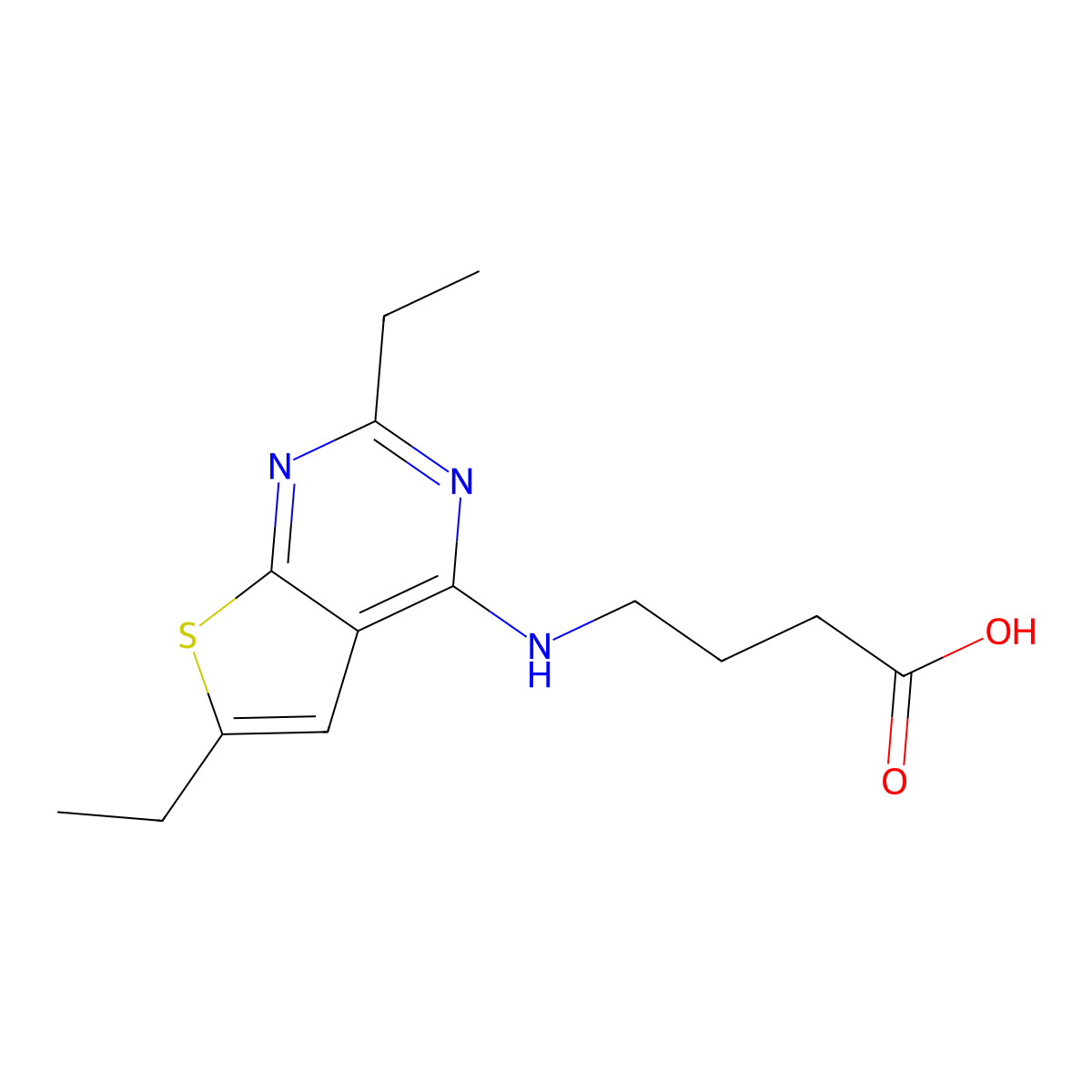 4-((2,6-Diethylthieno[2,3-d]pyrimidin-4-yl)amino)butanoic acid molecular structure, CAS 1206125-44-1