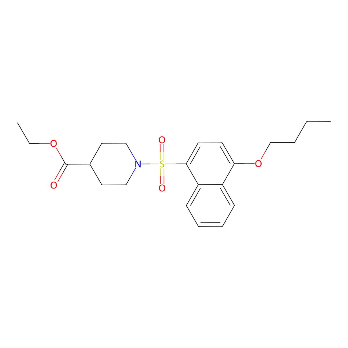 Ethyl 1-[(4-butoxynaphthalen-1-yl)sulfonyl]piperidine-4-carboxylate molecular structure, CAS 1206125-47-4