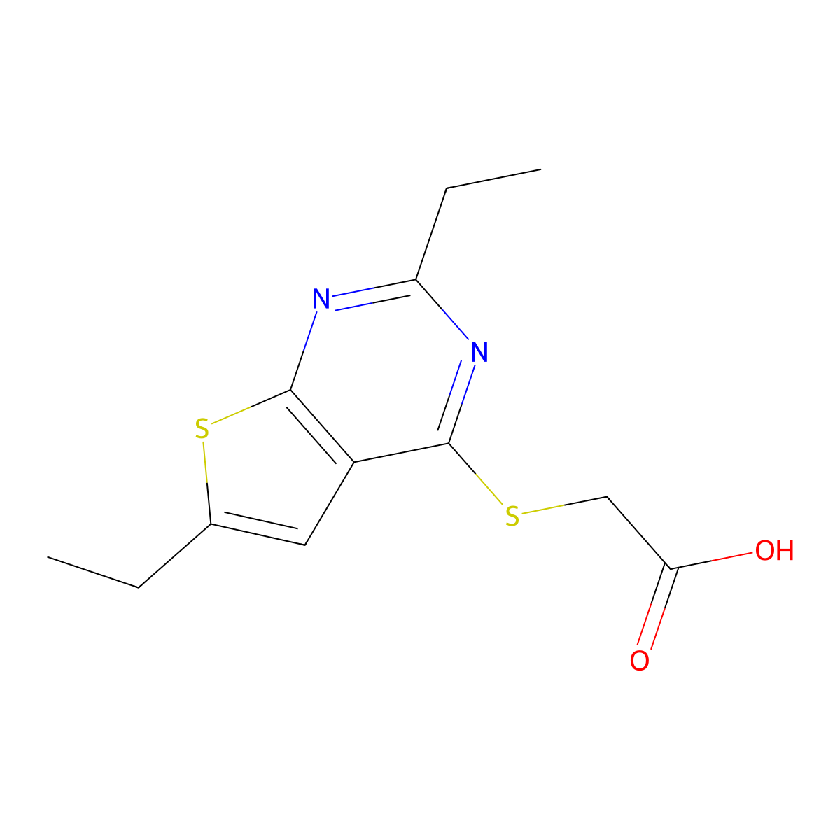 [(2,6-Diethylthieno[2,3-d]pyrimidin-4-yl)sulfanyl]acetic acid molecular structure, CAS 1206125-51-0
