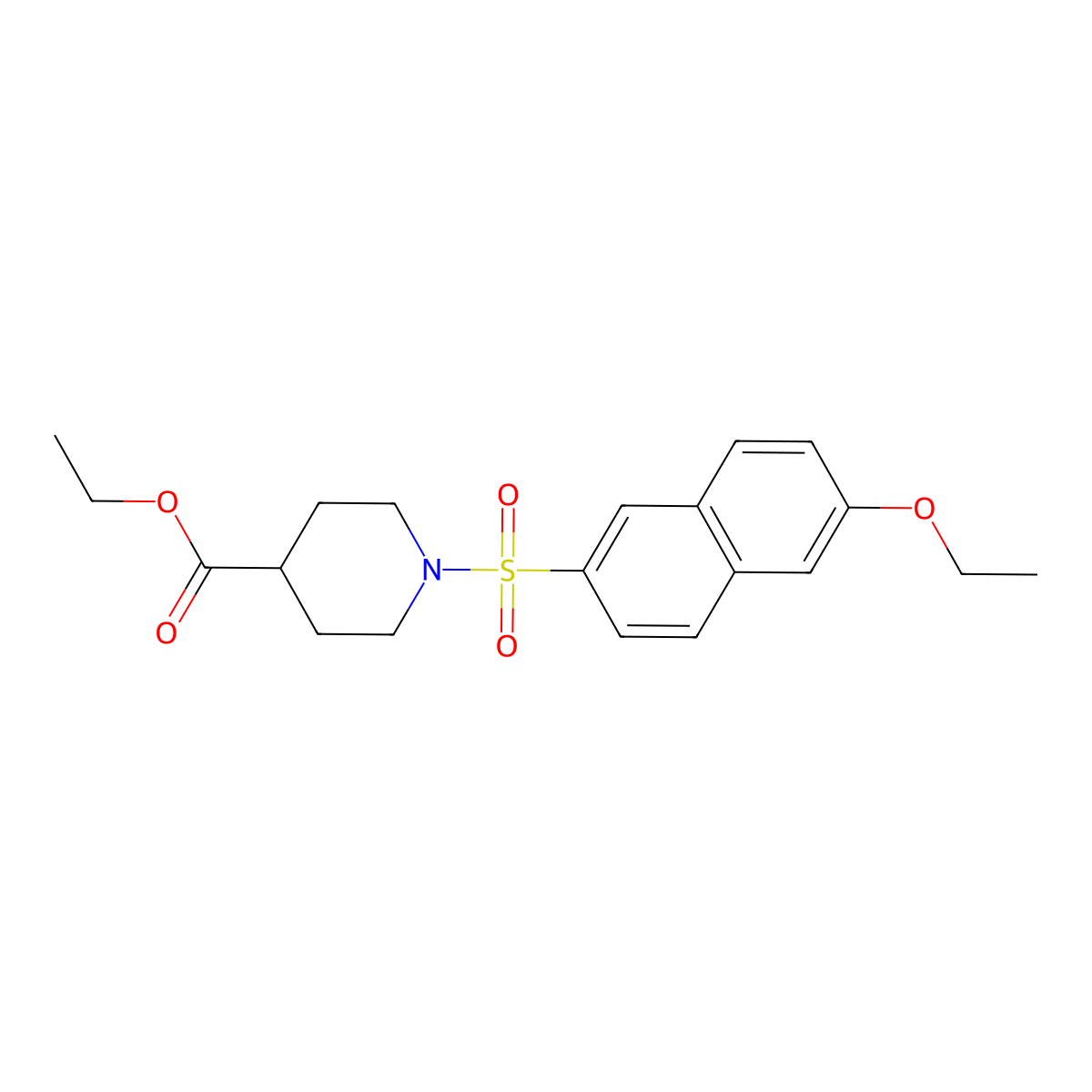Ethyl 1-[(6-ethoxy-2-naphthyl)sulfonyl]piperidine-4-carboxylate molecular structure, CAS 1206125-64-5