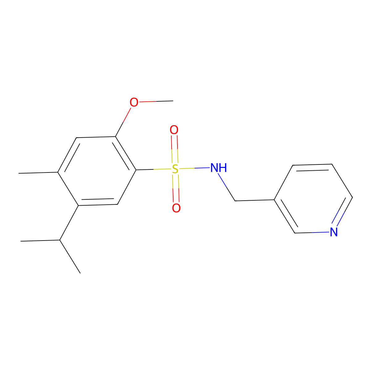 {[2-Methoxy-4-methyl-5-(methylethyl)phenyl]sulfonyl}(3-pyridylmethyl)amine molecular structure, CAS 1206126-69-3